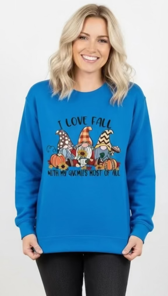 I love fall with my gnomies most of all crew neck sweatshirt