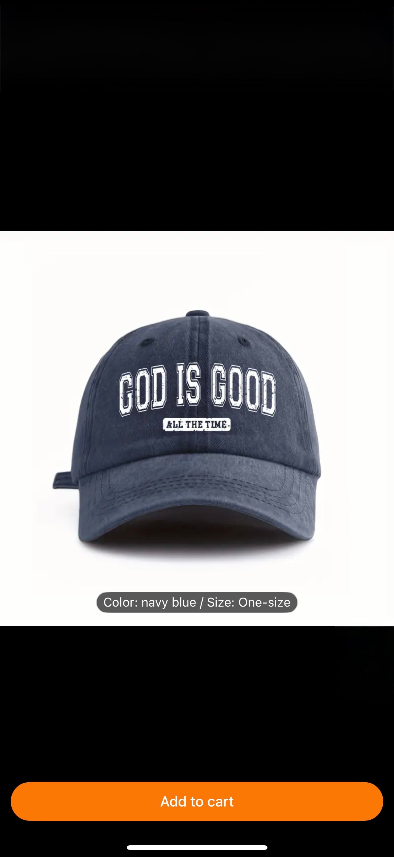 GOD IS GOOD Printed Letter Women's & Men's Washed Baseball Cap