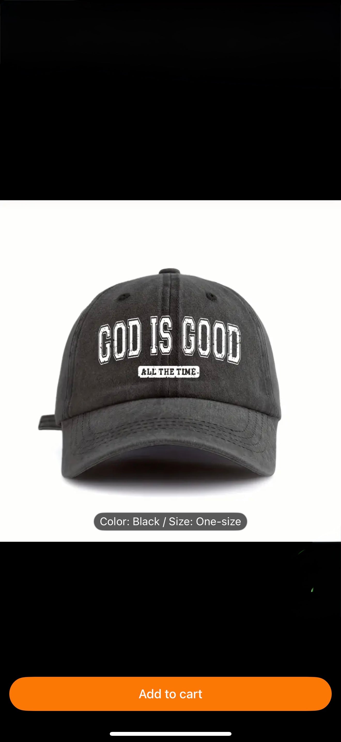 GOD IS GOOD Printed Letter Women's & Men's Washed Baseball Cap
