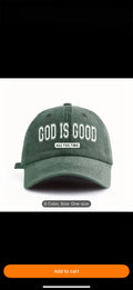 GOD IS GOOD Printed Letter Women's & Men's Washed Baseball Cap