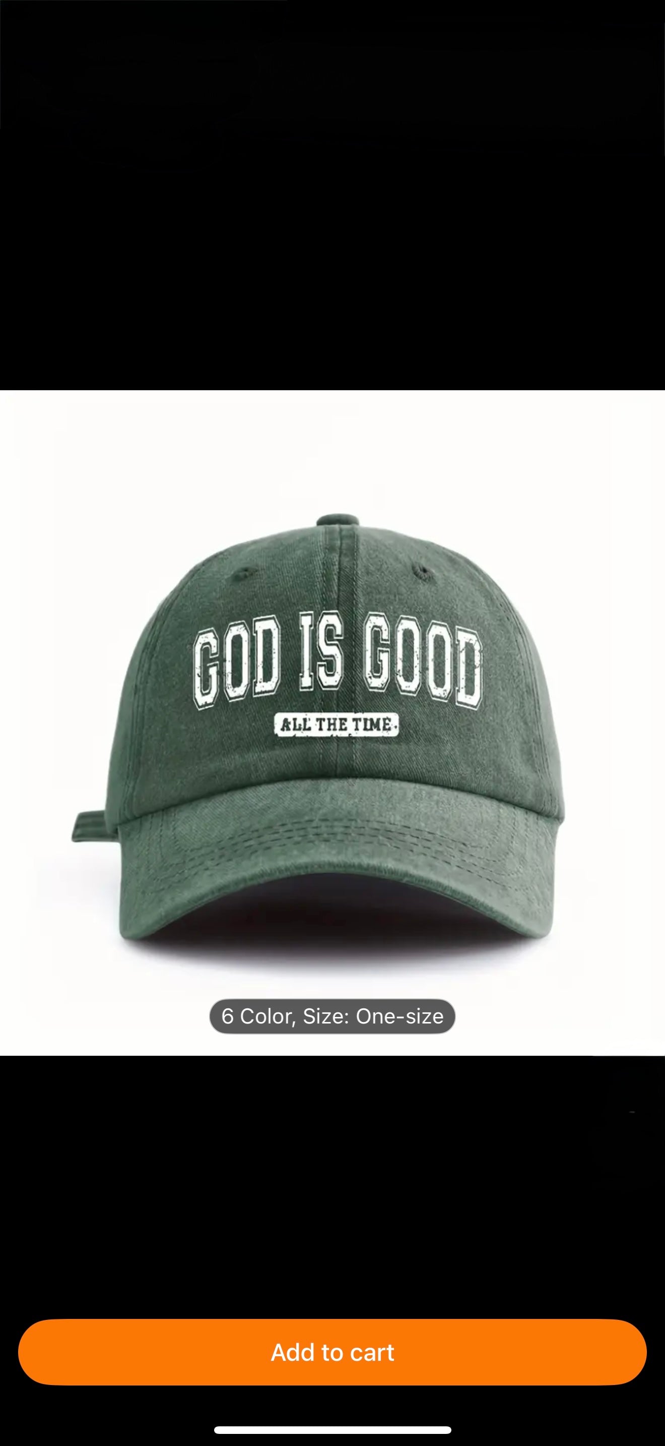 GOD IS GOOD Printed Letter Women's & Men's Washed Baseball Cap