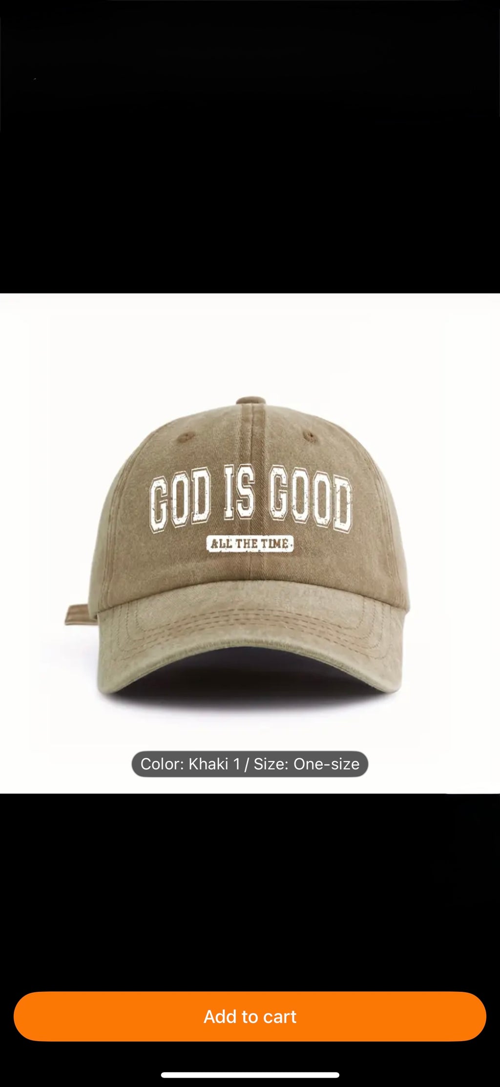 GOD IS GOOD Printed Letter Women's & Men's Washed Baseball Cap