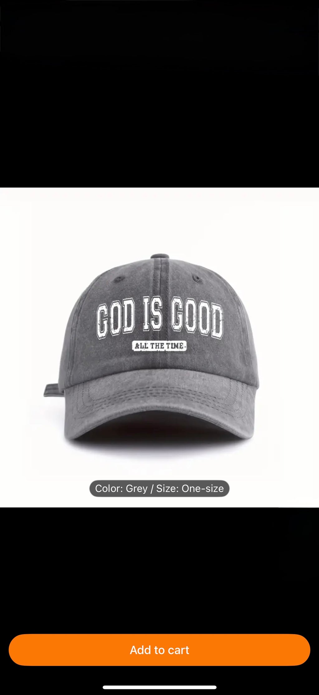 GOD IS GOOD Printed Letter Women's & Men's Washed Baseball Cap
