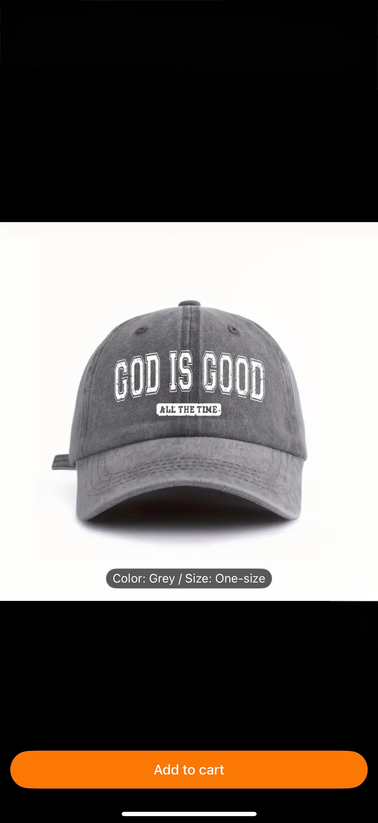 GOD IS GOOD Printed Letter Women's & Men's Washed Baseball Cap