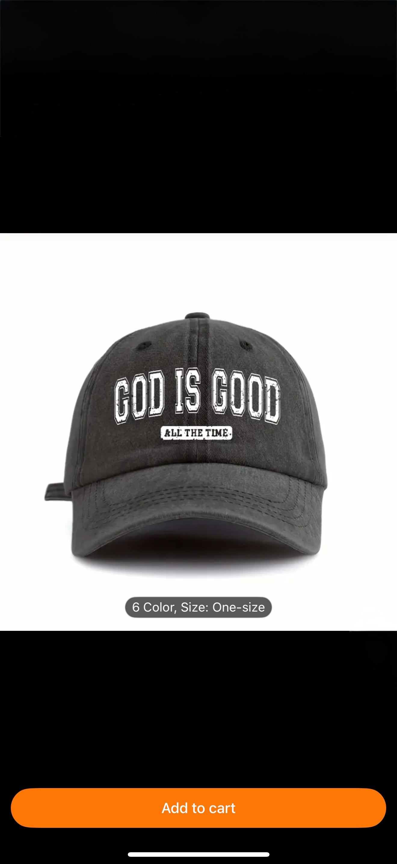 GOD IS GOOD Printed Letter Women's & Men's Washed Baseball Cap