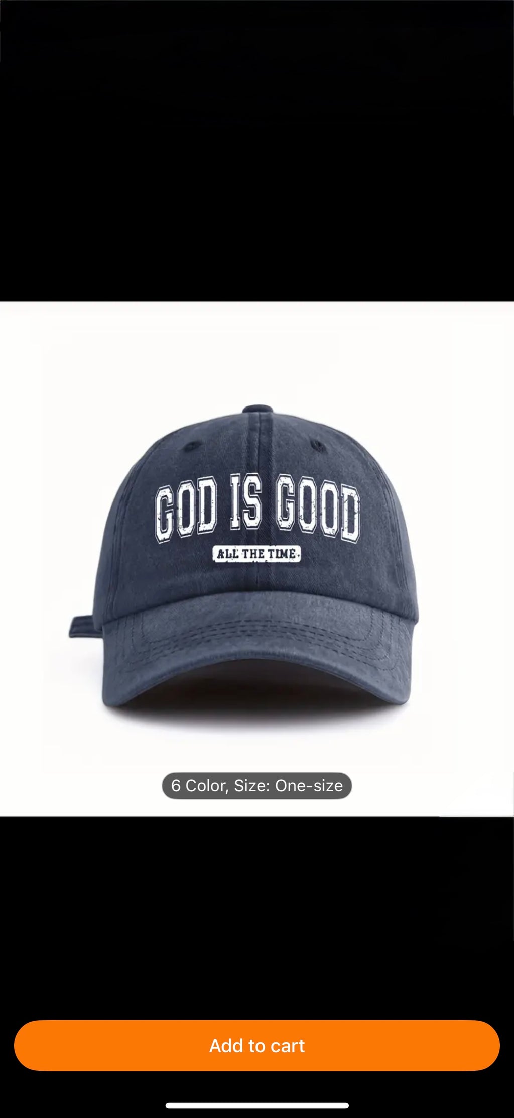GOD IS GOOD Printed Letter Women's & Men's Washed Baseball Cap