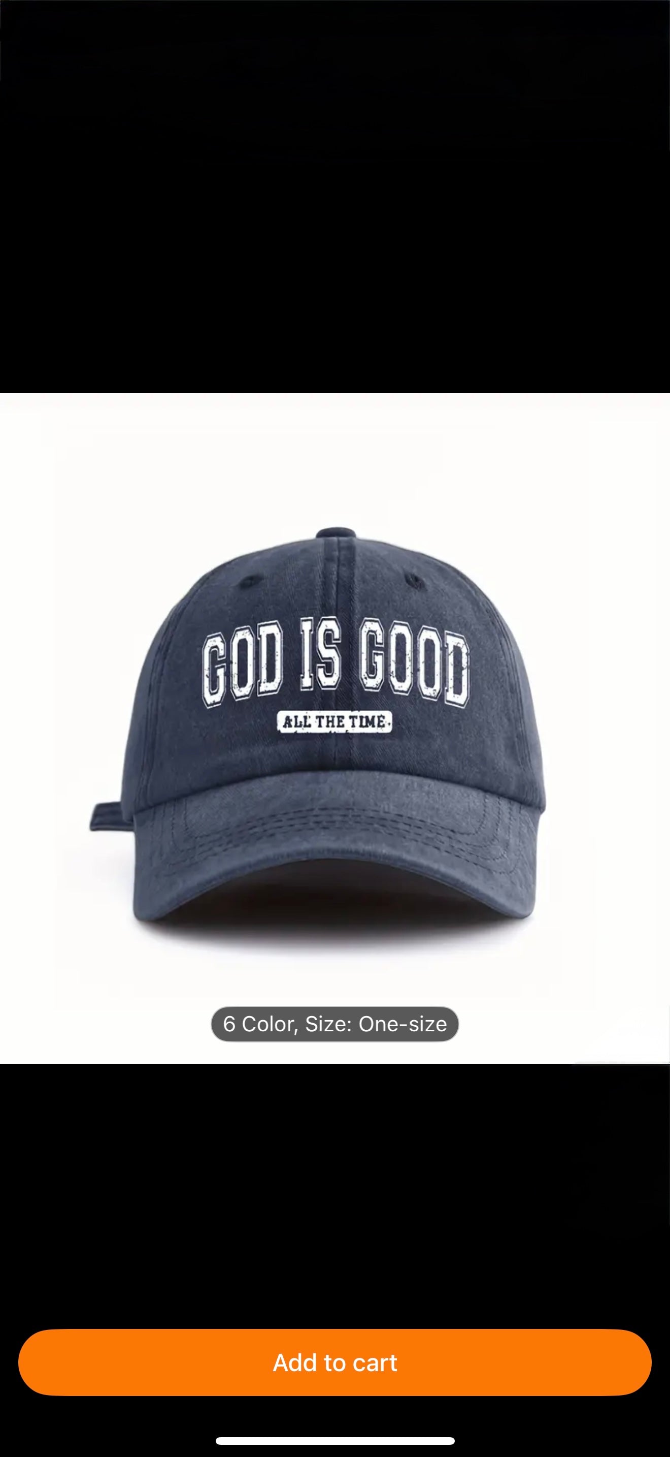 GOD IS GOOD Printed Letter Women's & Men's Washed Baseball Cap