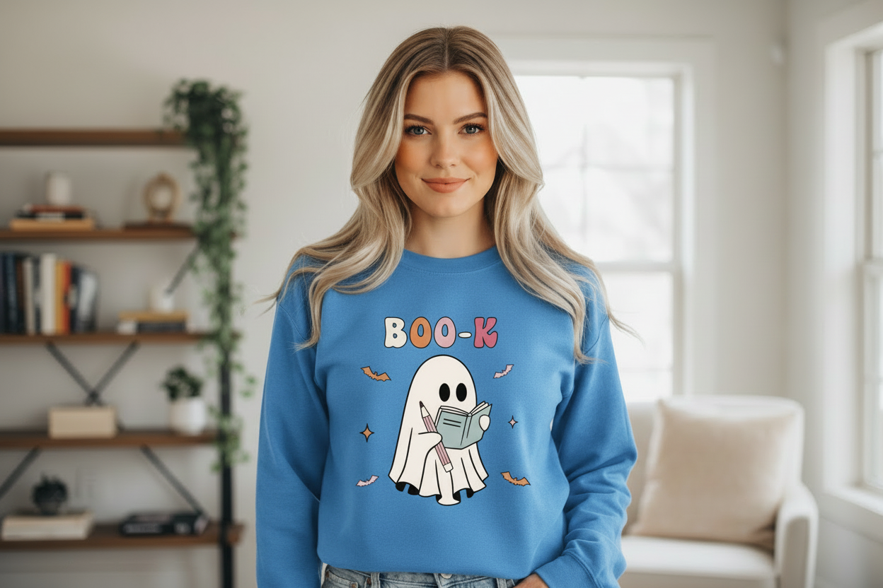 Ghost Reading Book Sweatshirt