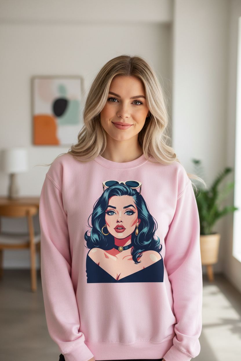 Pink Sweatshirt with Retro Design